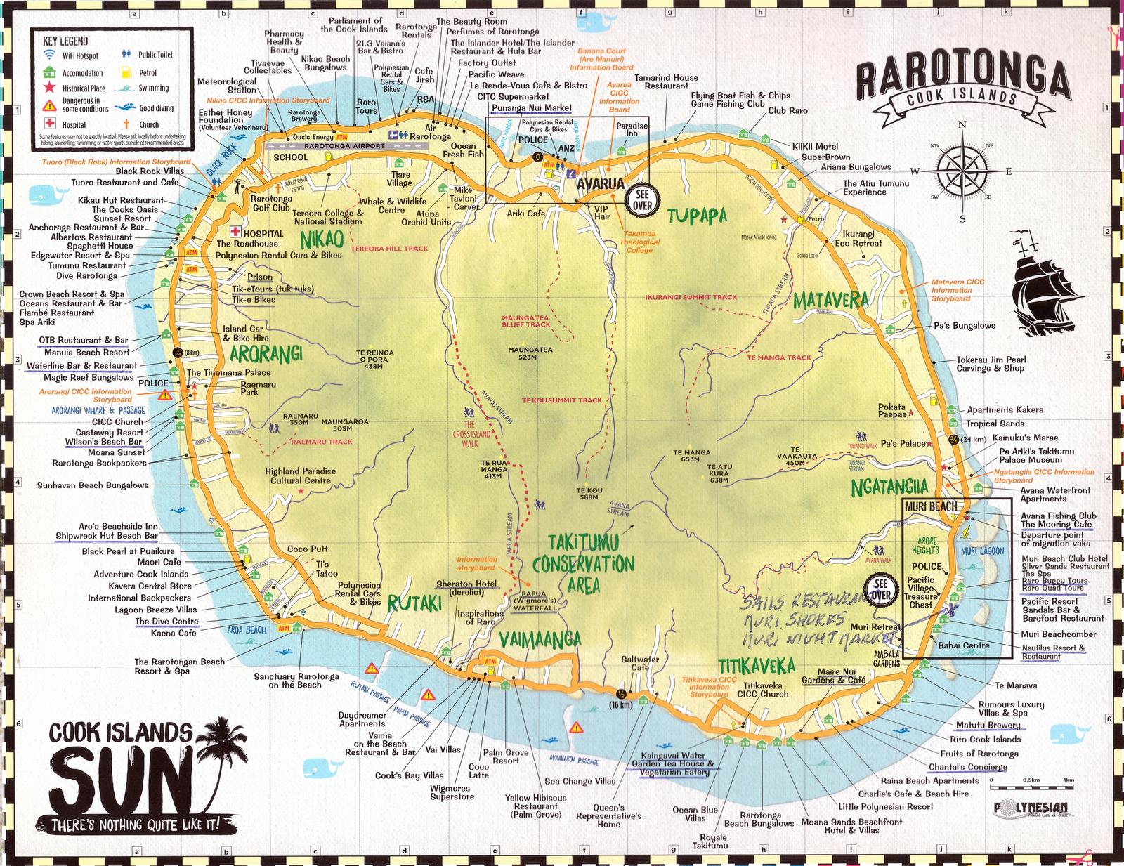 rarotonga tourist map